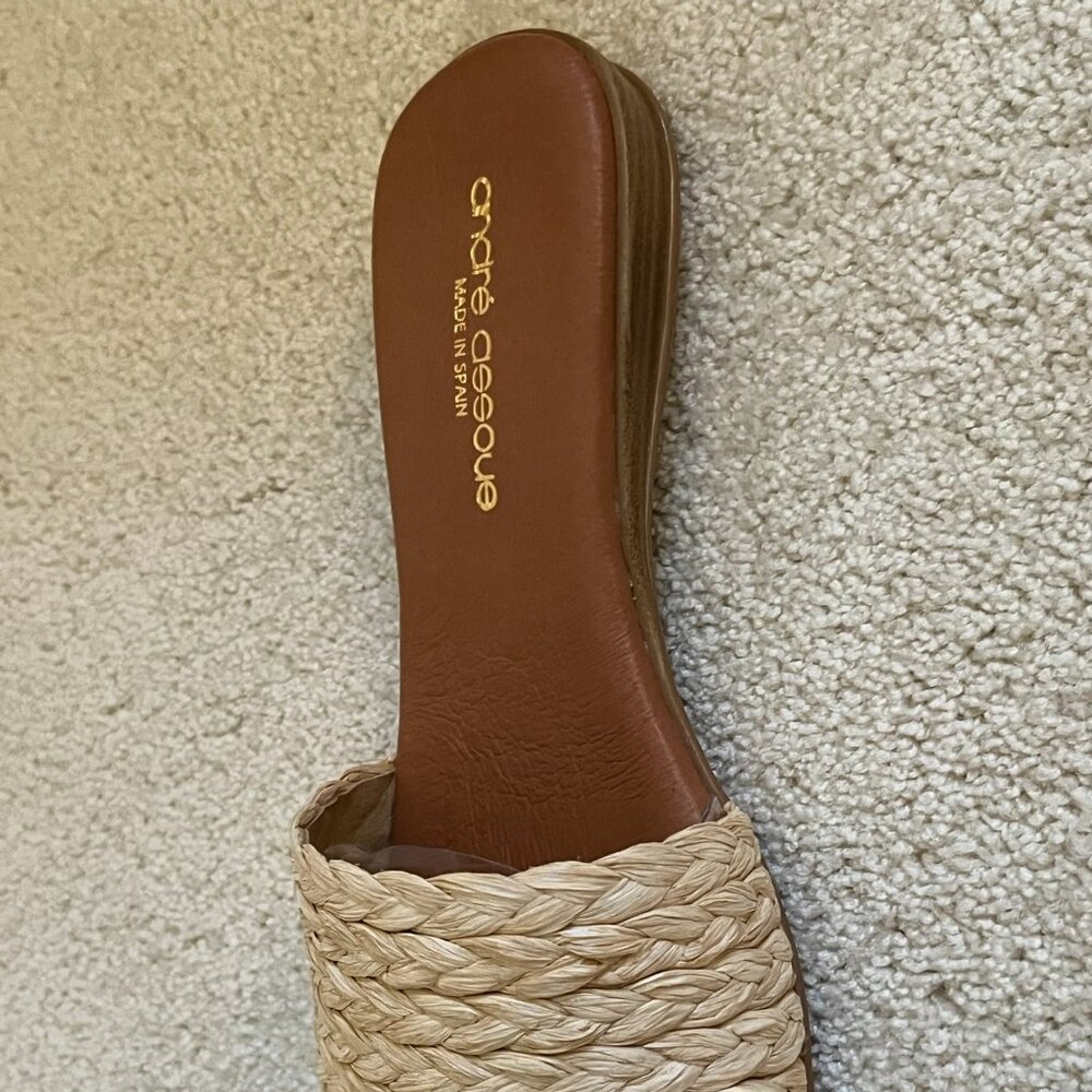 Andre Assous Beige Straw Slides - New - Picture 5 of 6